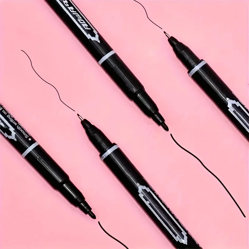 10 قطع من أقلام التحديد السوداء ذات الطرف المزدوج مع قلم مخطط ذو طرف رفيع - ألوان نابضة بالحياة للمكتب والمدرسة ومستلزمات الفن والحرف اليدوية #6