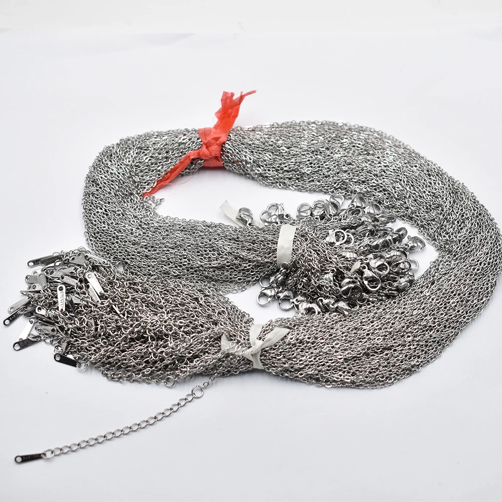 Großhandel 100 Stück/Lot 1,5mm 40+5cm Edelstahl-Halskette Edelstahlketten kubanische Gliederketten Damenschmuck – Detail 2