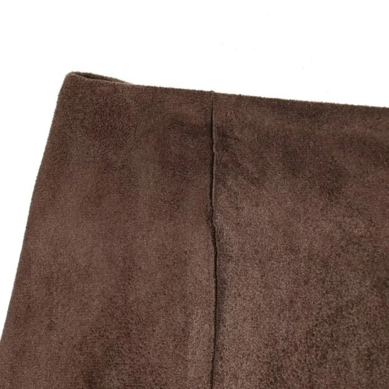 Women’s Fall Asymmetric Suede Effect Midi Skirt Half Skirt Outdoor Picnic Camping Travel Casual Fashion Streetwear  ﻿