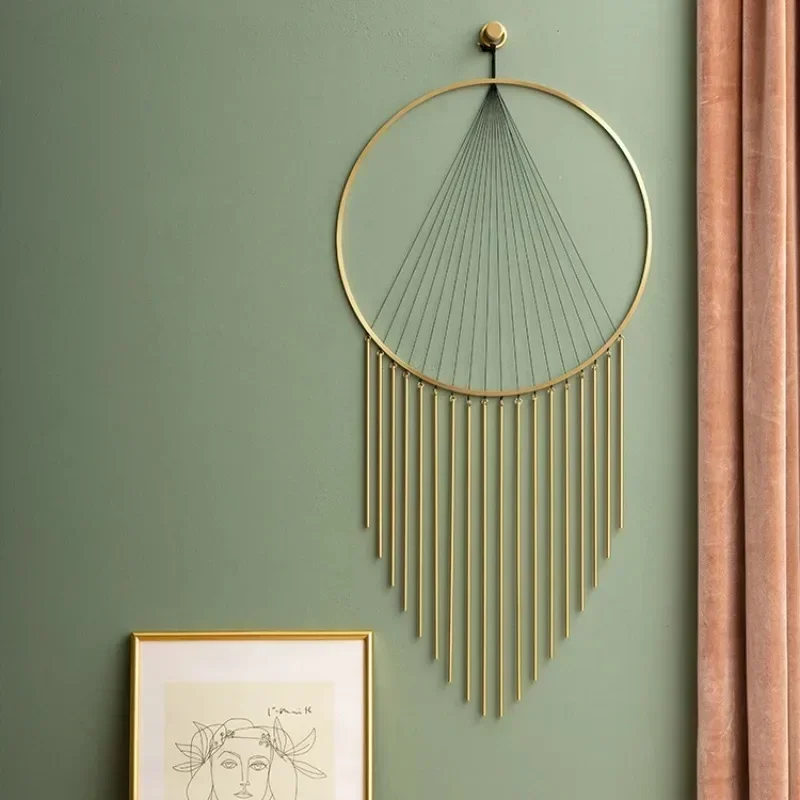 

Elegant Solid Brass Wall Art - Nordic Light Luxury Wind Chimes, Hallway or TV Background Decor, Fringe Craft Ornament