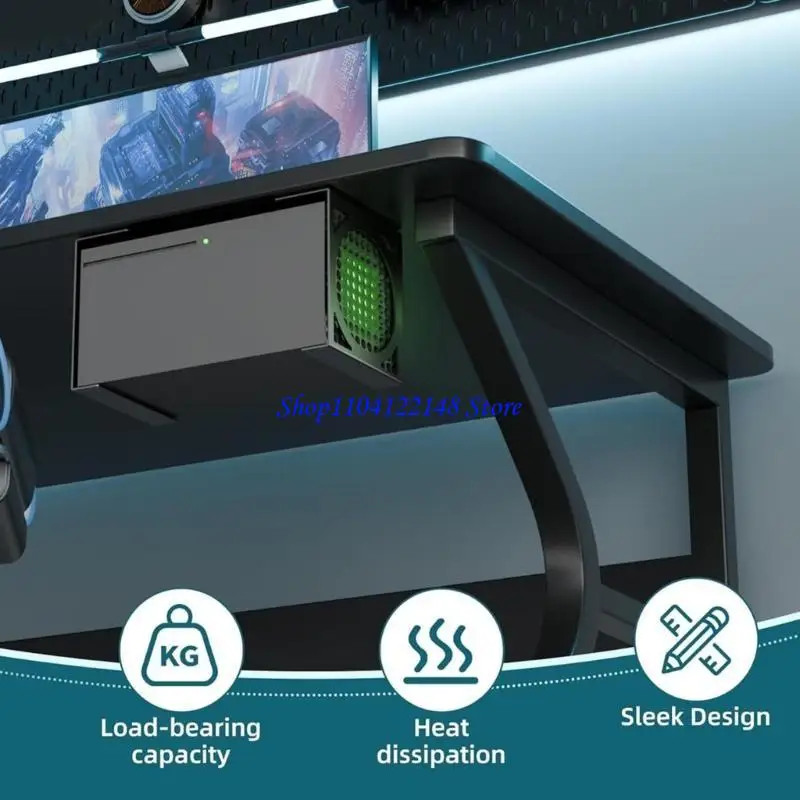 P9FA Efficient Under Desk Mount Holder Rack For Console Storage Solution To Keep Your Gaming Area Organized And Clutter Frees