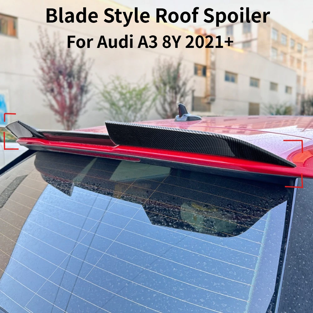 

For Audi A3 8Y Sportback 2021+ Blade Style Rear Roof Spoiler Top Wing Lip Splitter Gloss Black ABS Exterior Tuning Accessories