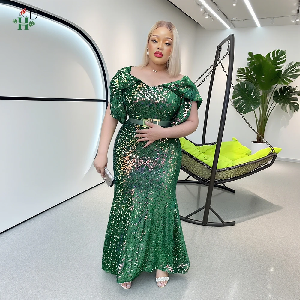 

Новые элегантные африканские Дубайские роскошные вечерние платья с блестками для женщин Дашики Анкара Турция платье русалки африканский наряд одежда