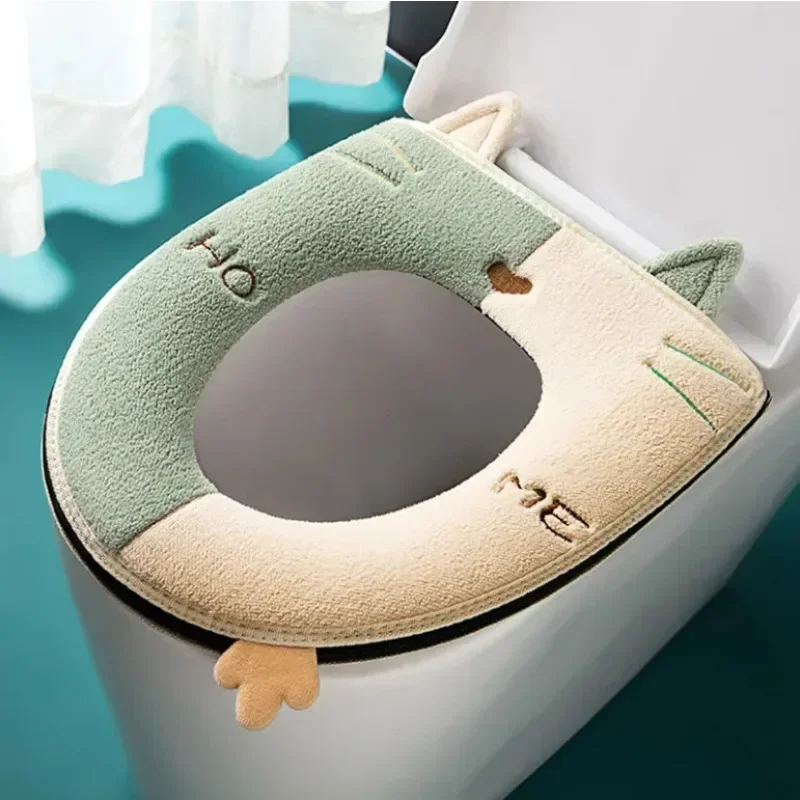 Universal Toilet Seat Cushion Warm Toilet Seat Cushion Household Toilet Seat Cover Washer Suede Toilet Cover