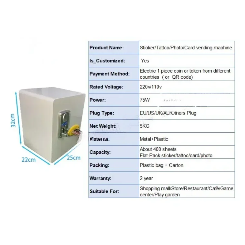 New Design Sports Trading Card Vending Machine for Sale Automatic Card Sticker Tatoo Vending Machine