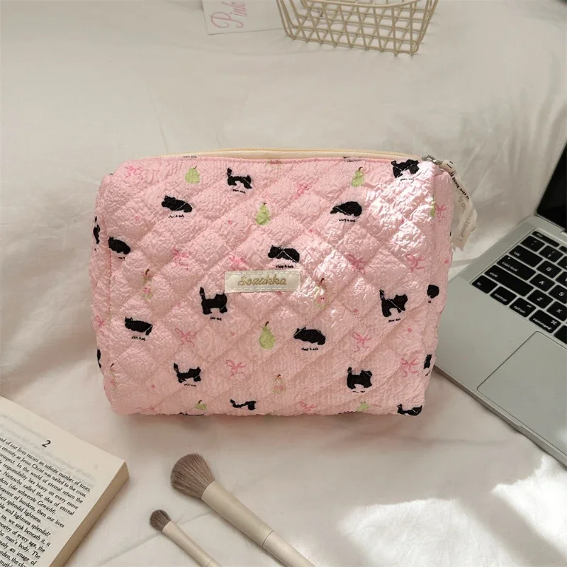 Cartoon Portable Girls Cosmetic Bags Cute Flower Travel Female Makeup Case Storage Bag Sweet Floral Ladies Purse Clutch Handbags