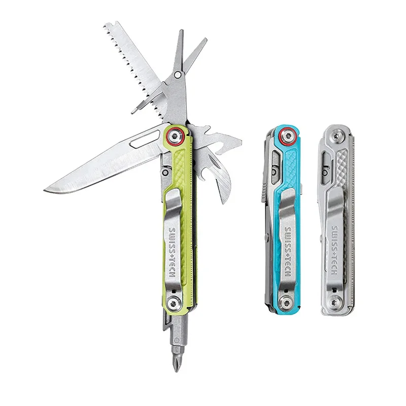 2025 New SWISS TECH 11 in 1 Mini Multitool Multi-function Tool with Scissors Screwdriver EDC Outdoor Survival Hand Tool