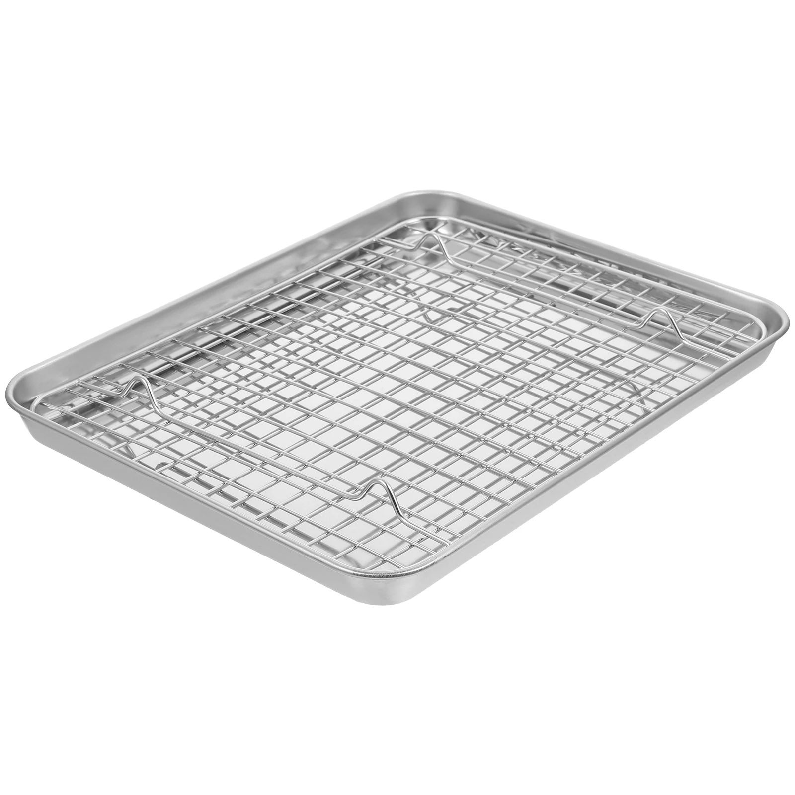 

Stainless Steel Baking Tray Rack Set 31.5x24.5x2.5cm Cooling Grid Pan Versatile Oven Tool Cake Cookie Roasting