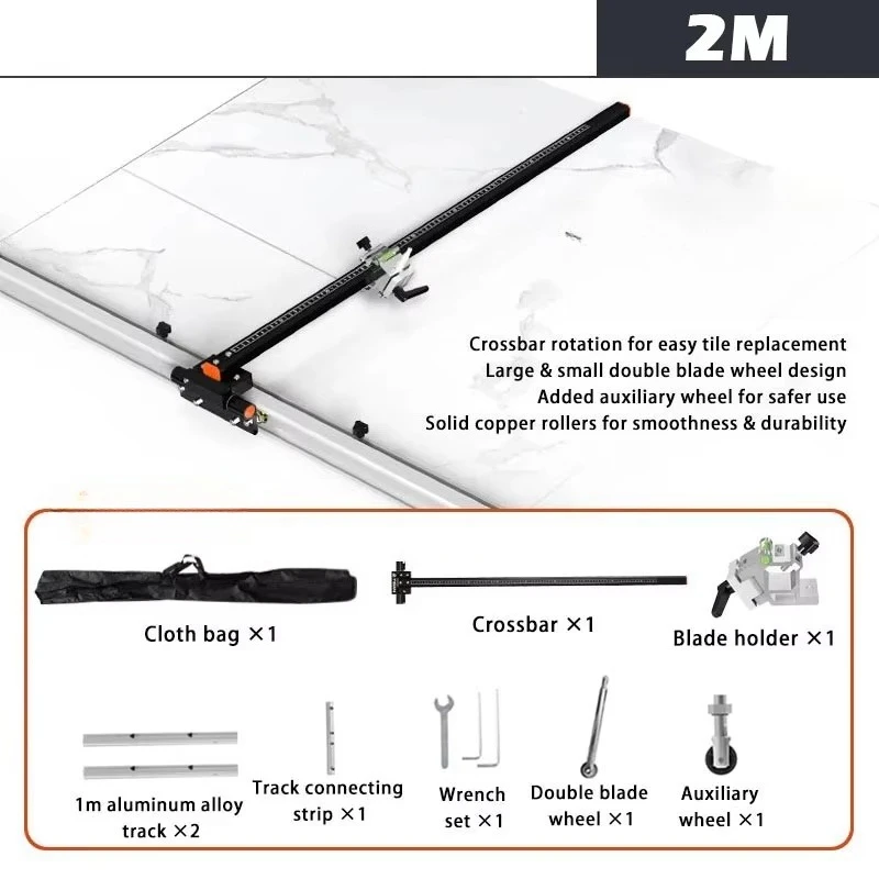 Professional Industrial 2000mm High-Precision Manual Floor Tile Rock Slab Cutting Tool Upgraded T-Type Push Cutter