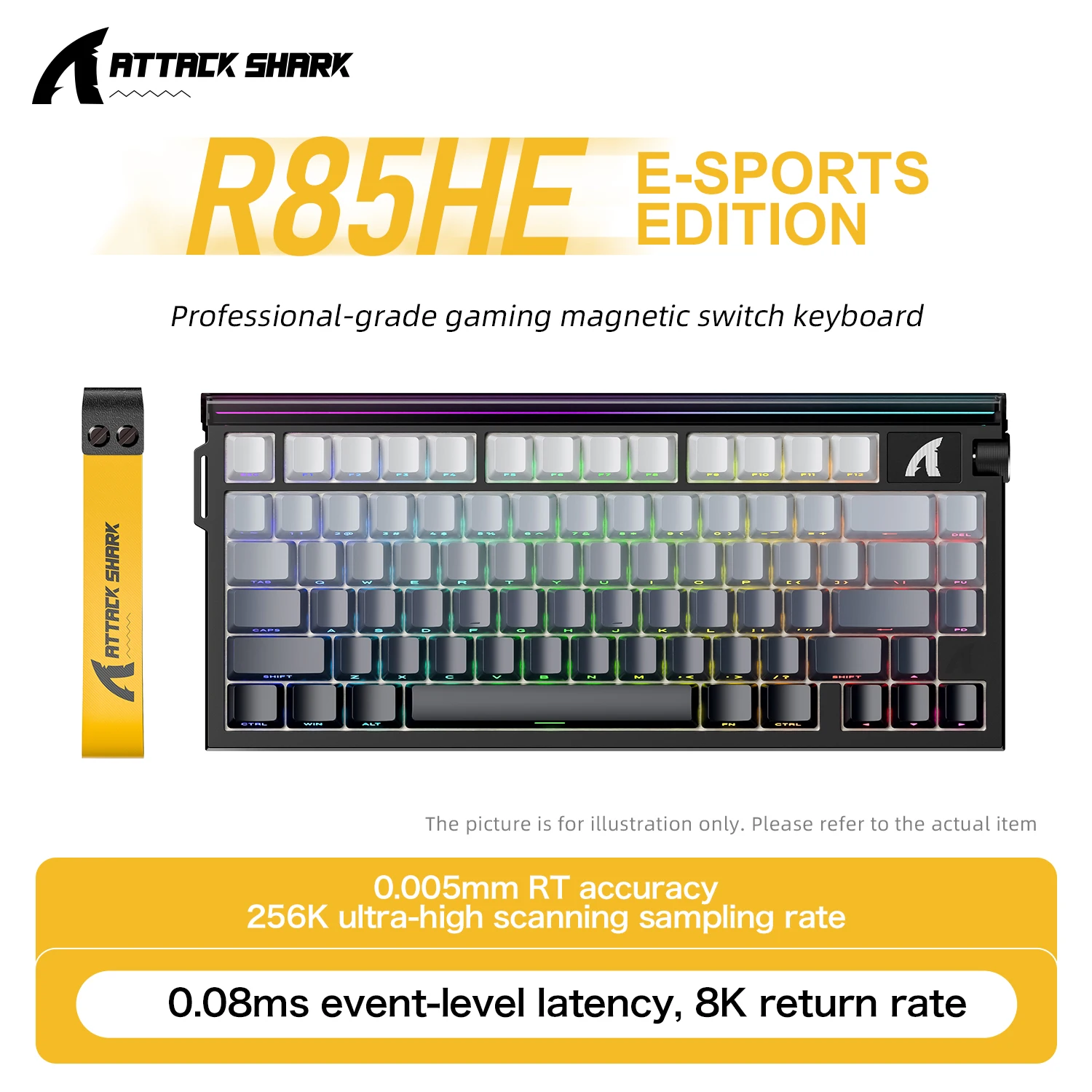 R85 ATTACK SHARK R85HE Magnetisch toetsenbord Bedraad 0,005 mm RT 8K+ Hz 256K RGB Gaming-toetsenbord Neon Lightbox voor Esports Gaming