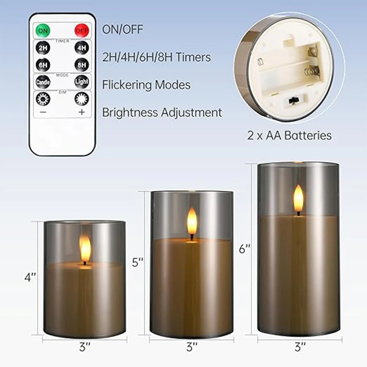 Led Battery Candle Light Clear Lights Decor Operated Remote Birthday Pillar Electronic Party Acrylic Flickering Powered Home Tea