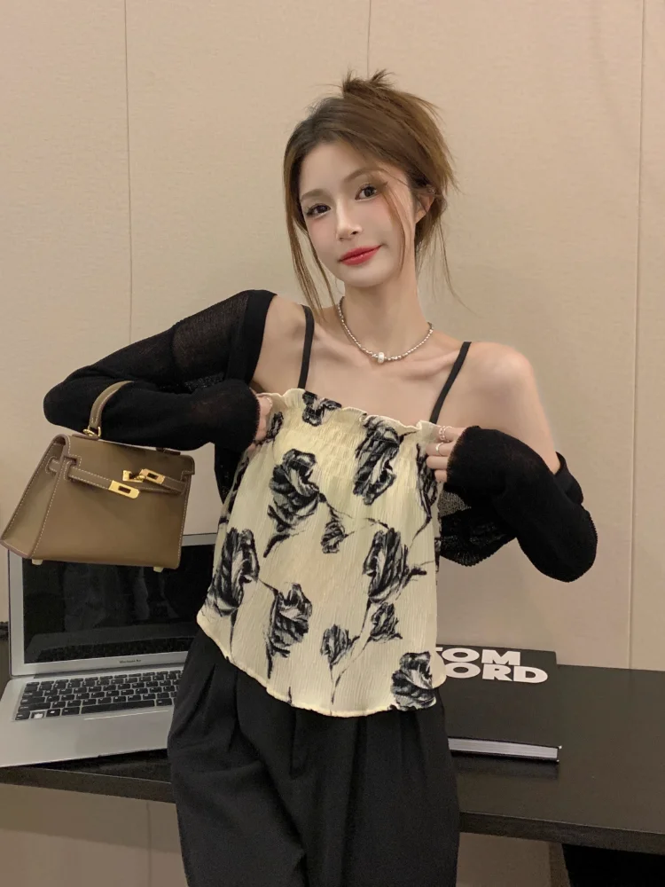 Sleeveless Fashionable Short Crop Top Women's Summer Outerwear Loose Slimming Stylish Cute Japanese Style T-shirt
