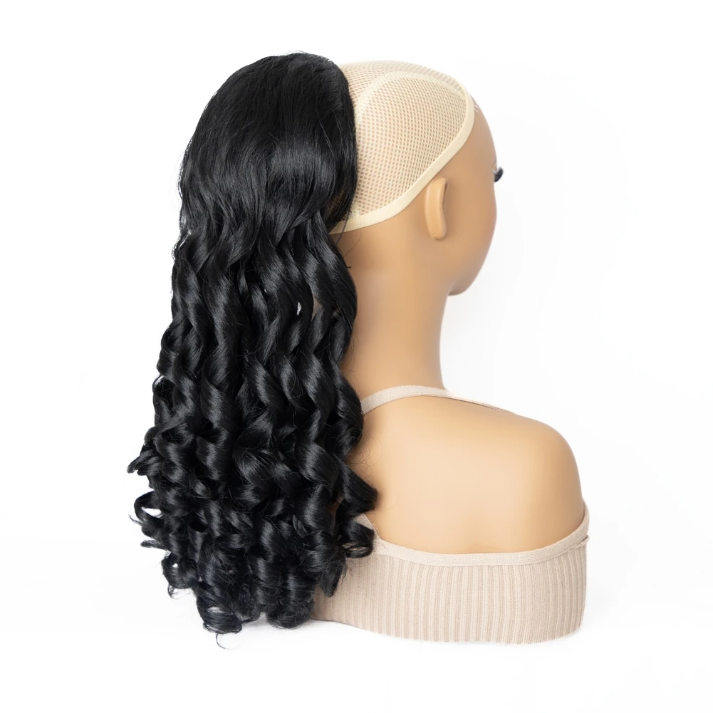 Bouncy Curly Synthetic Draw-string Ponytail Curly Synthetic Ponytail Hair Natural Color Synthetic Ponytail Heat Resistant Hair