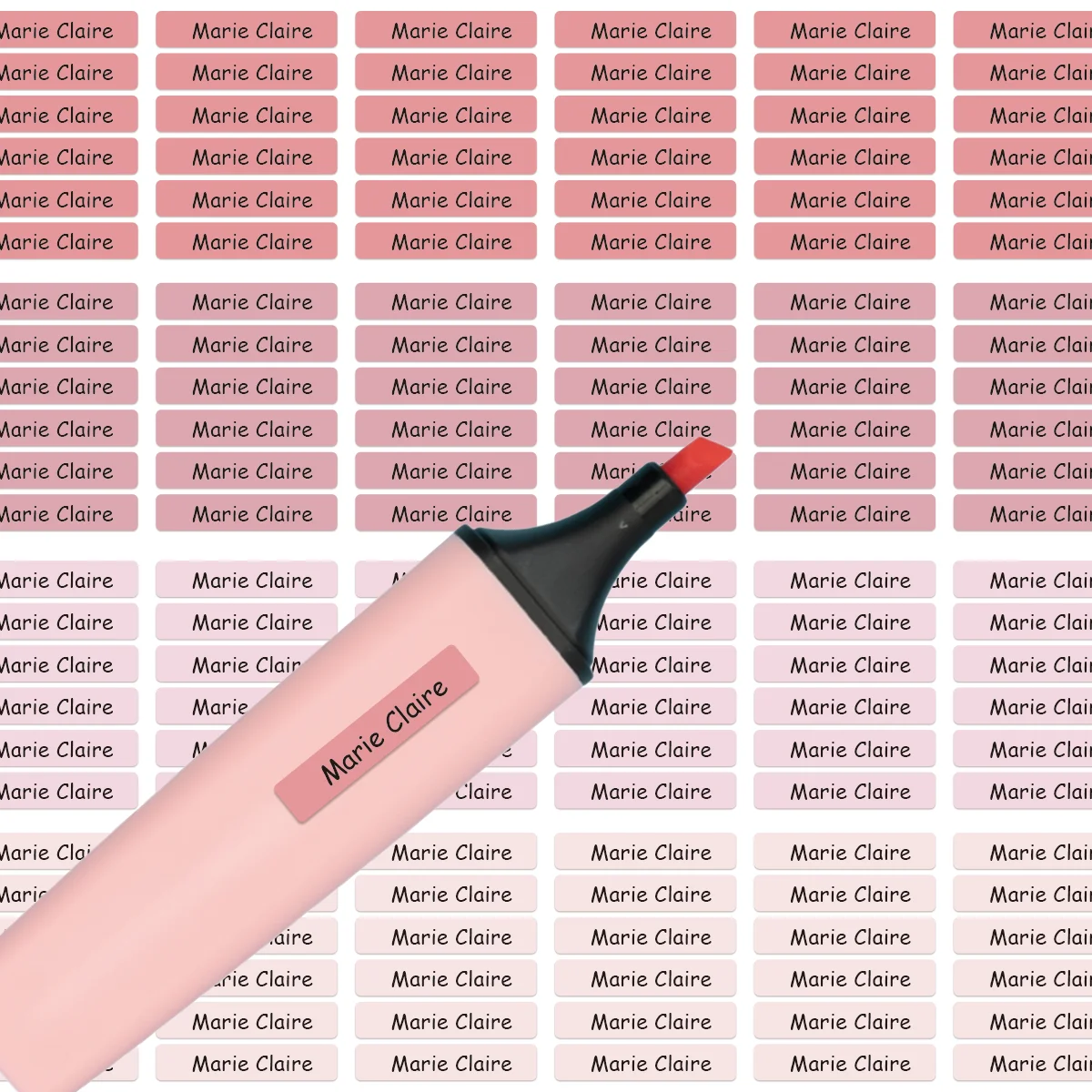 192 pçs nome personalizado adesivos mini lápis etiquetas rosa à prova dwaterproof água vara na etiqueta para crianças professor pais escola creche