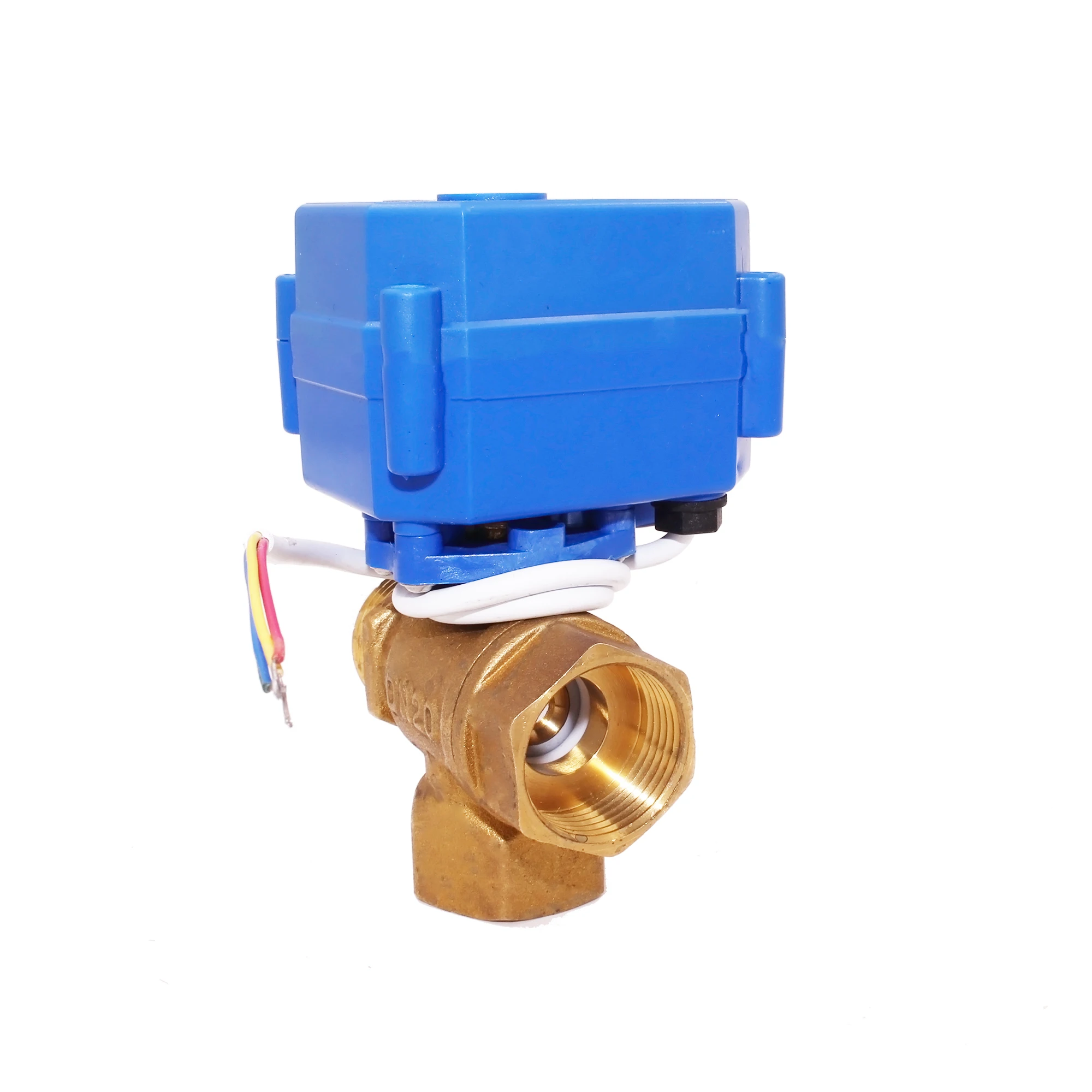 12v 3-weg kogelkraan 1/2 "3/4" messing t type CWX-15N DN15 DN20 gemotoriseerde 3-weg kogelkraan