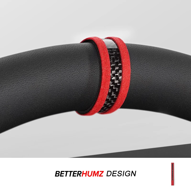 Für Tesla BMW Mercedes Audi Porsche VW Toyota Honda Hergestellt aus Alcantara Carbon Faser Auto Lenkrad Center Marker Zubehör