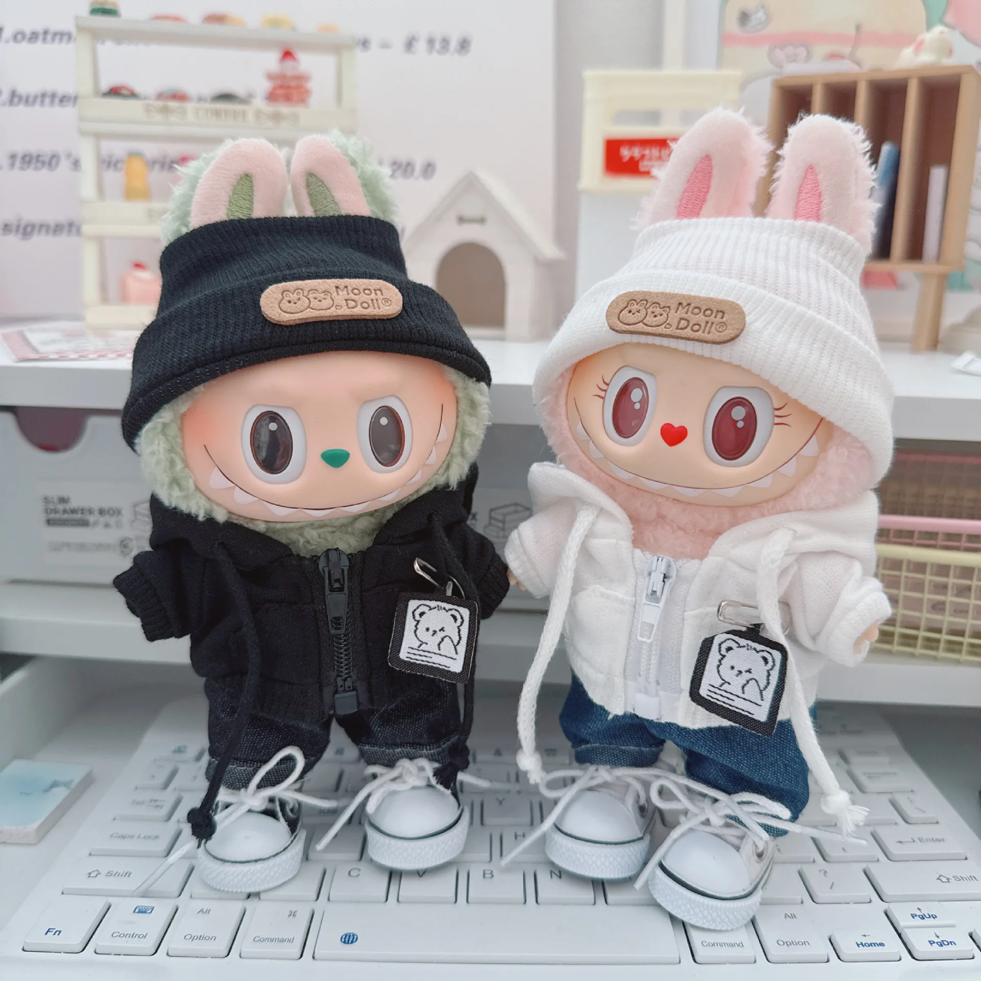 

Labubu Doll Clothing Academy Cool Shadow Uniform Set 17cm Plush Doll Clothing Accessories Labubu I II Idol Doll Sitting Party