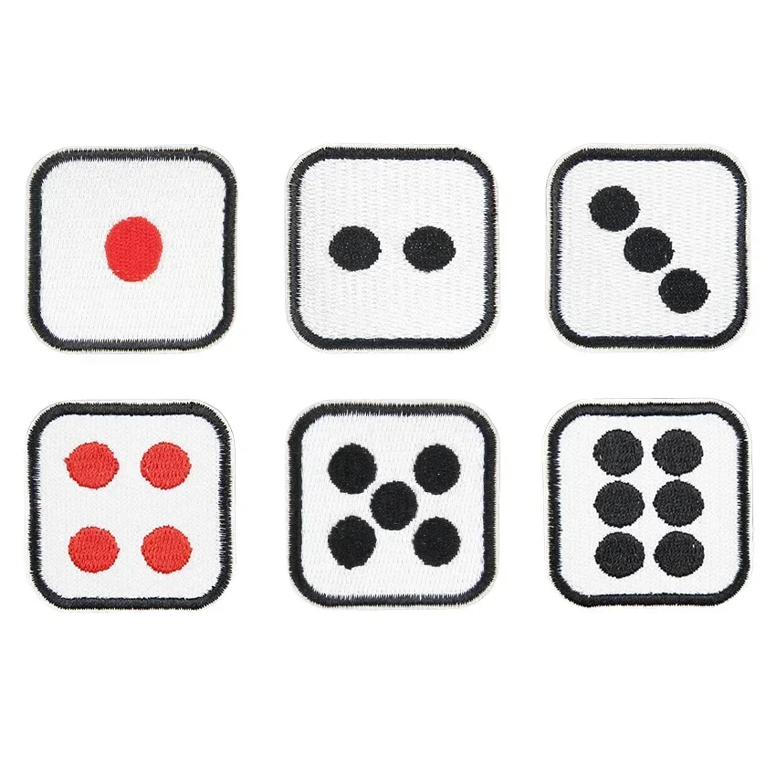 1PCS Fashion Cartoon Entertainment toys Dice Patches wholesale For Clothing Embroidered Iron On Patches accessories