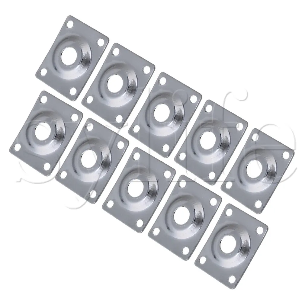 10pcs Rectangular dented Metal Guitar Bass Jack plate Chrome