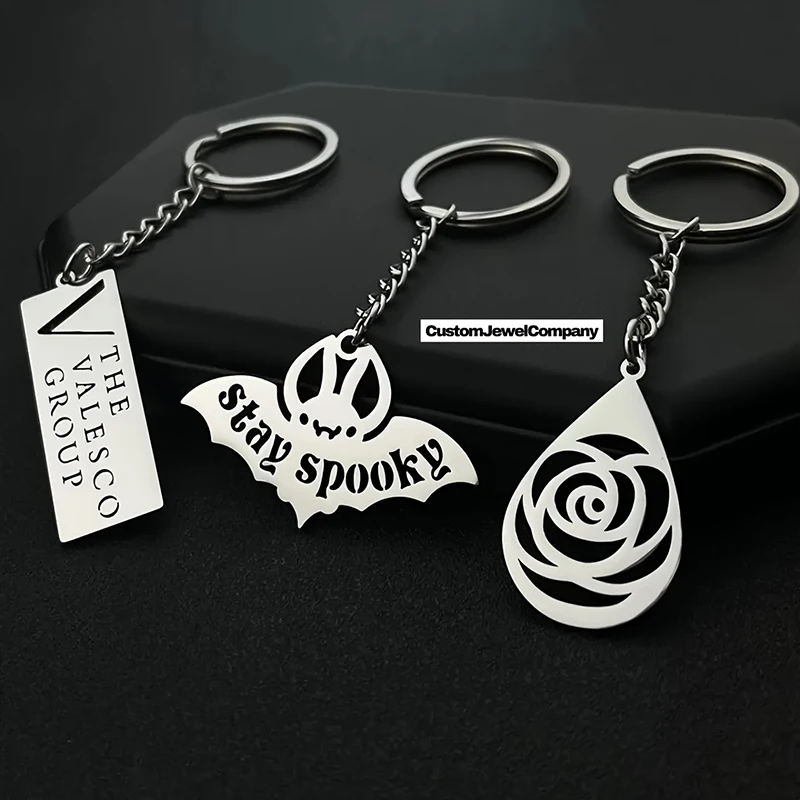 Custom Logo Keychain Customized Any Picture Keychain For Company Bar Club Apartment 304L Stainless Steel Cuban Chain 0  Allergy