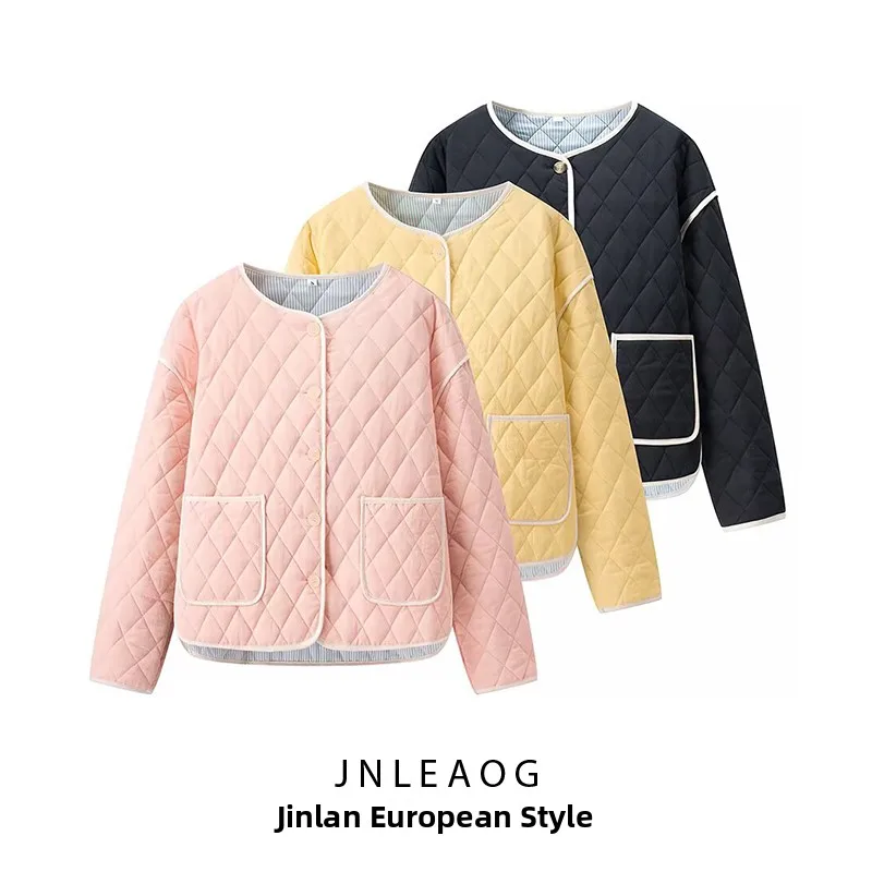 

Faionable Pure Color Cotton Jaet Women's Sweet Sle Regular Sve Long Sve round Ne Single Button Closure Cotton Coat