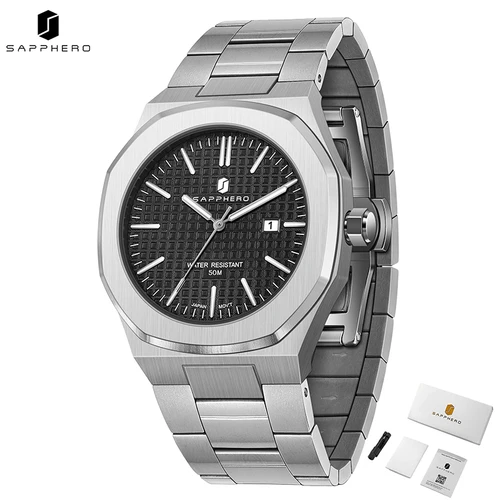 Relojes SAPPHERO para hombre, relojes clásicos de negocios, relojes de acero inoxidable, relojes de alta gama, movimientos importados, reloj de pulsera deportivo