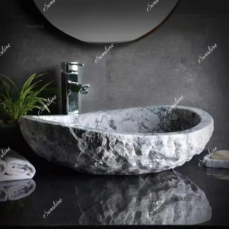 

Outdoor Chinese Stone Bathroom Sinks Courtyard Personality Wash Basin Bathroom Furniture Balcony Light Luxury Countertop Sink F