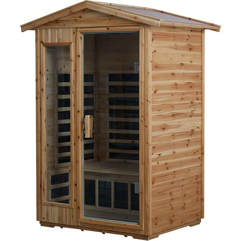 Outdoor Infrared Sauna Withstand Outdoor Temp -5℉-104℉| Low EMF Sauna Room for Home-9 Low EMF Heaters-Chromotherapys