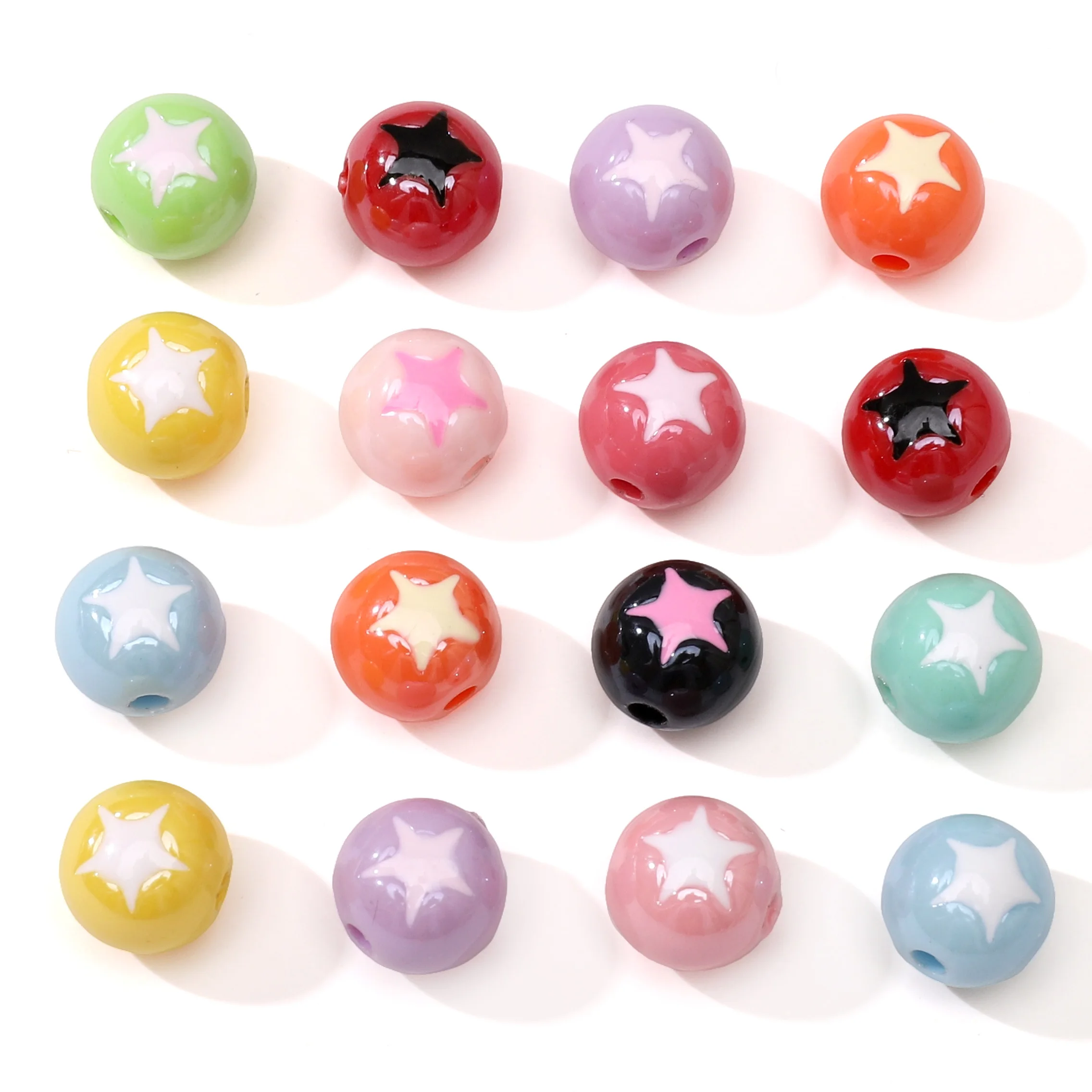 

2Pcs Acrylic Oil Dripping Baking Paint Pentagram Round Beads Loose Spacer Beads For DIY Craft Earring Bracelet Jewelry Making