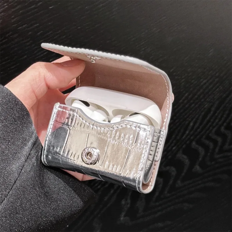 Funda para auriculares con estampado de cocodrilo Simple y elegante para Apple Airpods 1/2 Pro Pro2 3 4, funda protectora de cuero personalizada para auriculares