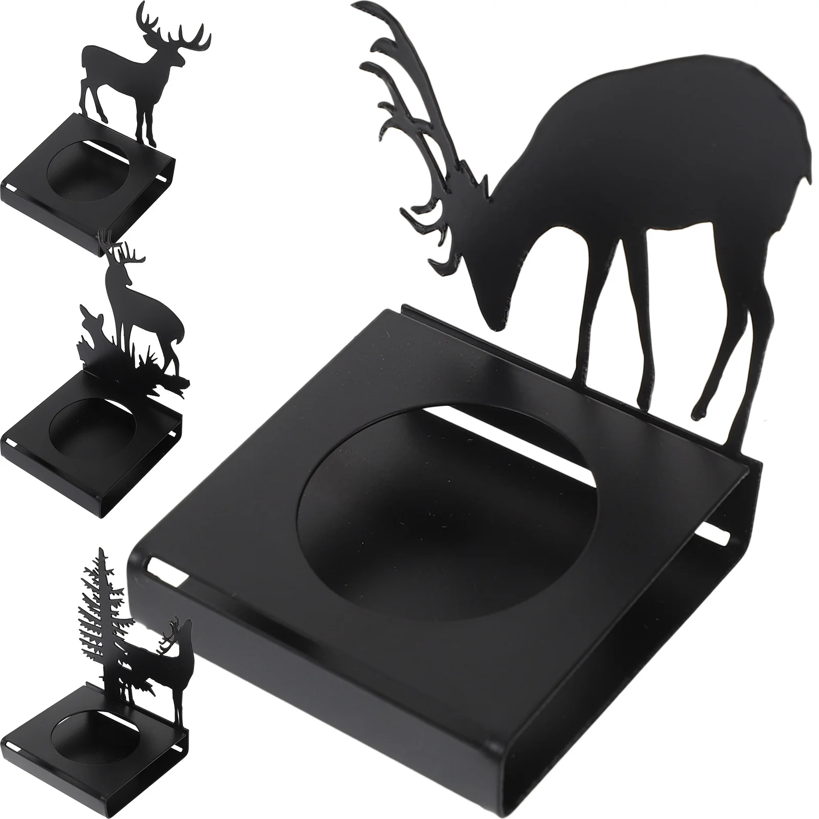 

4Pcs Christmas Elk Shaped Metal Holder Exquisite Xmas Centerpiece Home Decor Tabletop Tealight Stand Candles Holder