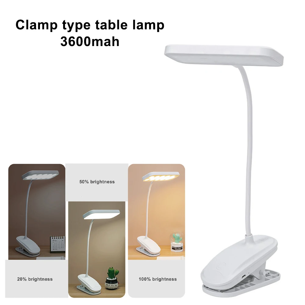 LED Clamp Reading Book Study Night Lamp 3 Color Modes Eye Protection Flexible Desk Bedside Lamp Rechargeable Night Reading Lamp