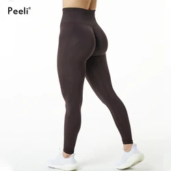 Mallas deportivas de cintura alta para mujer, Leggings sin costuras para gimnasio, correr, entrenamiento