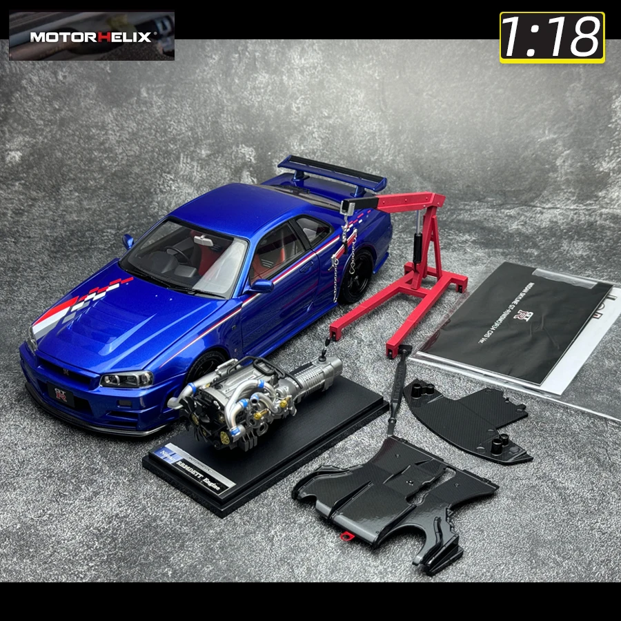 MotorHelix  1:18  FOR Nissan Skyline GT-R Nismo R34 CRS Ver metal Car model Send to a friend Birthday present Static ornament