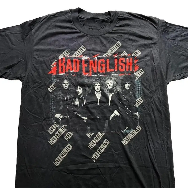 Vintage 1989 Bad English Band algodón negro todas las tallas camiseta