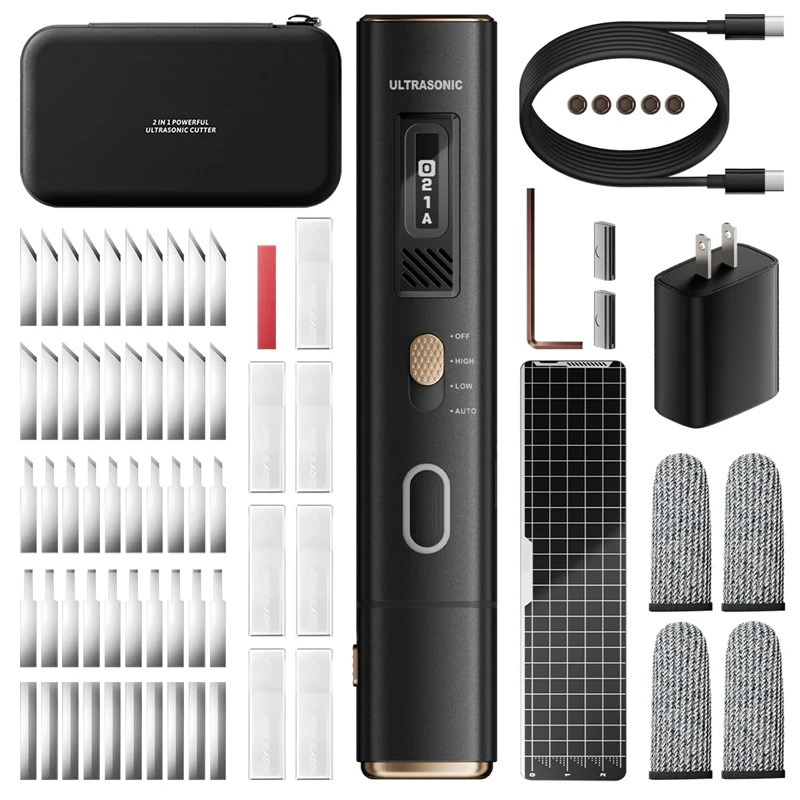 Handheld Ultrasonic Cutter High Precision Ultrasonic Cutter with Display LED Light 1-5 mm Cutting Thickness for Wood Crafts