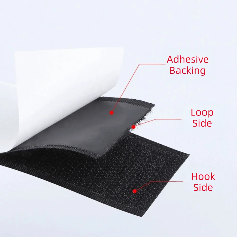 2/3/5cm Heavy-Duty Hook and Loop Tape Reusable Strong Adhesive Self Adhesive Fastener Tape Invisible Design Sticky Back