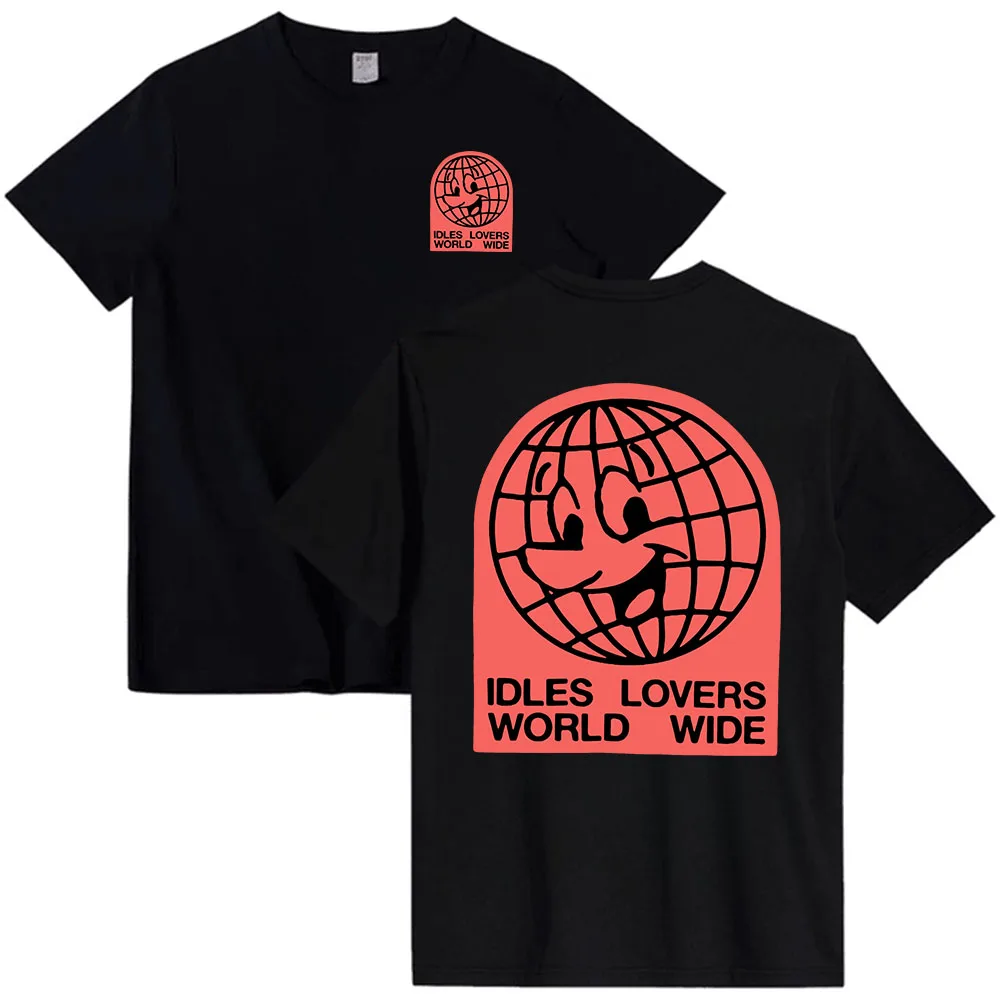 

IDLES LOVERS WORLD WIDE Tshirts Short Sleeve Summer Cotton T-shirt Cotton Soft Men Women T Shirt Casua Punk Unisex Streetwear