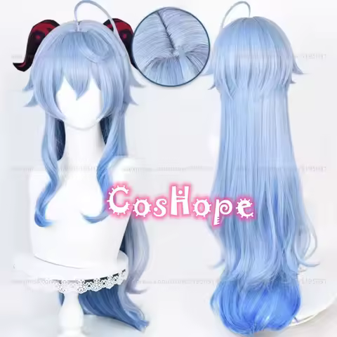 New Ganyu Cosplay Wig 90cm Long Straight Blue Gradient Wig Cosplay Anime Cosplay Wigs Heat Resistant Synthetic Wigs