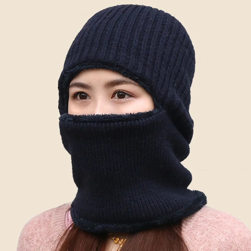 Mit Fleece gefütterte Strickmütze mit Ohrenklappen, Street-Style-Mütze für Radfahren im Freien, warme Mütze – Detail 1