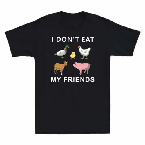 

Забавная Винтажная футболка унисекс I't Eat My Friends с коротким рукавом, футболки для взрослых с рисунком из аниме, 100% хлопок