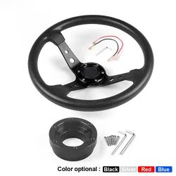 14inch 350mm PU Leather Car Racing Steering Wheel With Adapter Plate 70mm PCD For Logitech G29 G920 G923 For Racing Game