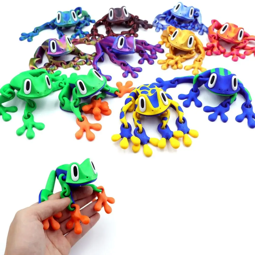 可動関節付き3Dプリントカエルモデル、磁石式リアルカエル彫刻、手工芸フィギュア、3Dプリントカエルおもちゃ、子供向け