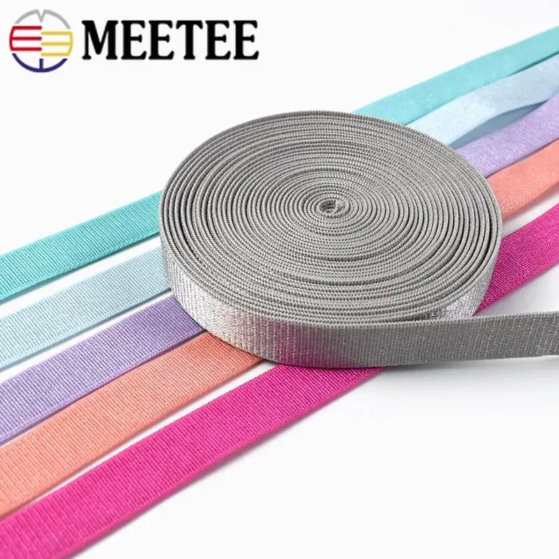 10/20/50Meter 10mm Color Nylon Spandex Elastic Bands Bra Shoulder Strap Elasticity Trim Underwear Belt DIY Sewing Accessory