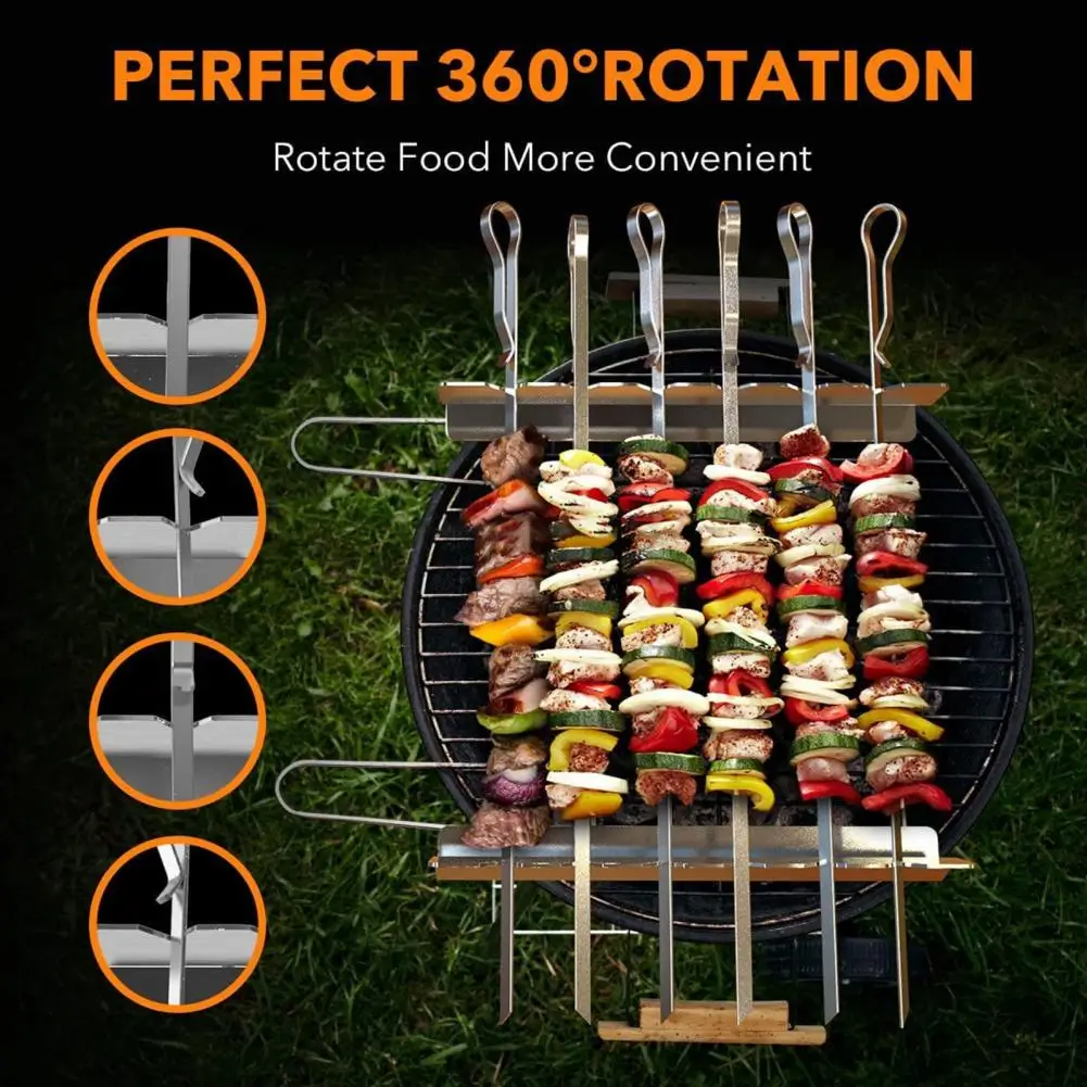 

Skewer Rack 4Pcs/Set Sturdy Stainless Steel Anti-break Outdoor BBQ Grilling Shish Kabob Holder Outdoor Supplies