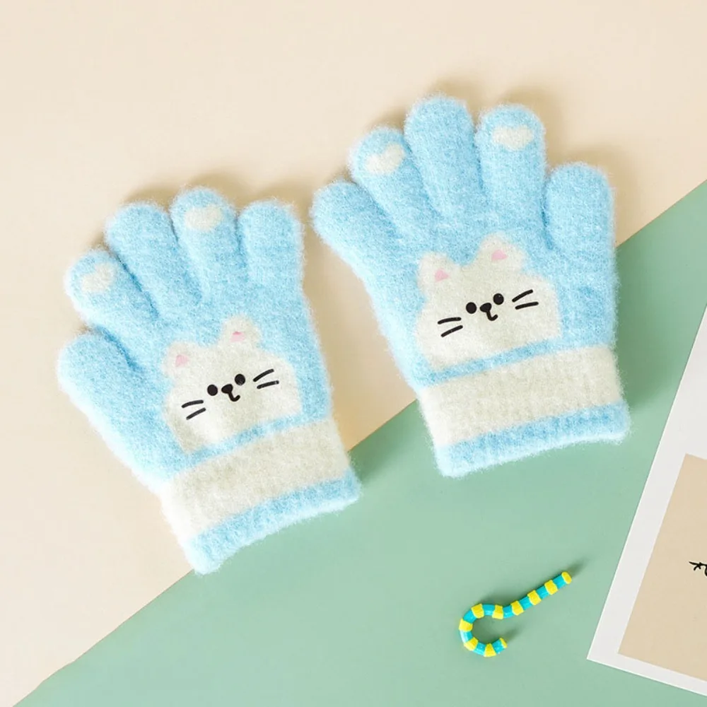 

Durable Cute Cat Children's Gloves Warm Thickened Gloves Warm Full Cover Glove