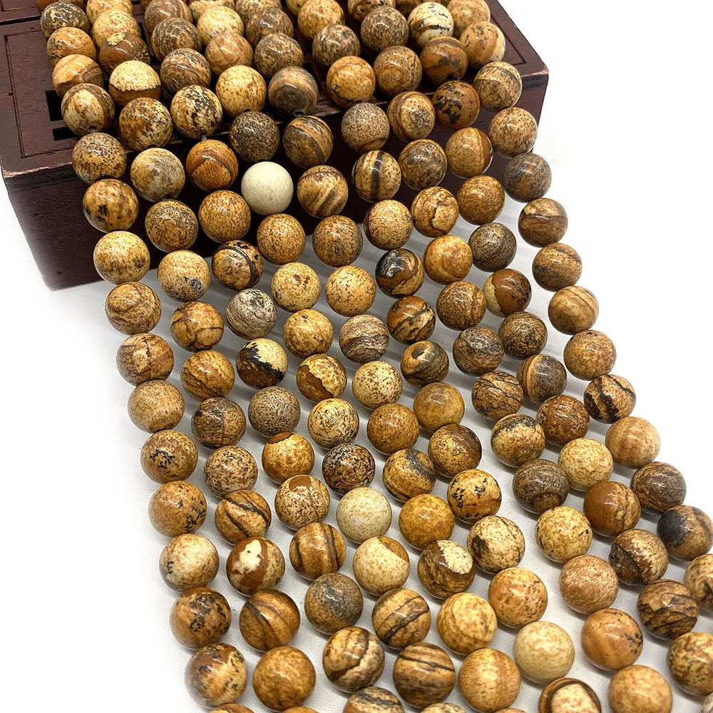 

Natural Picture Stone Beads 6mm 8mm 10mm Round Polished Loose Bead Jewelry Accessory 1 Strand For Necklace Bracelet Handmade