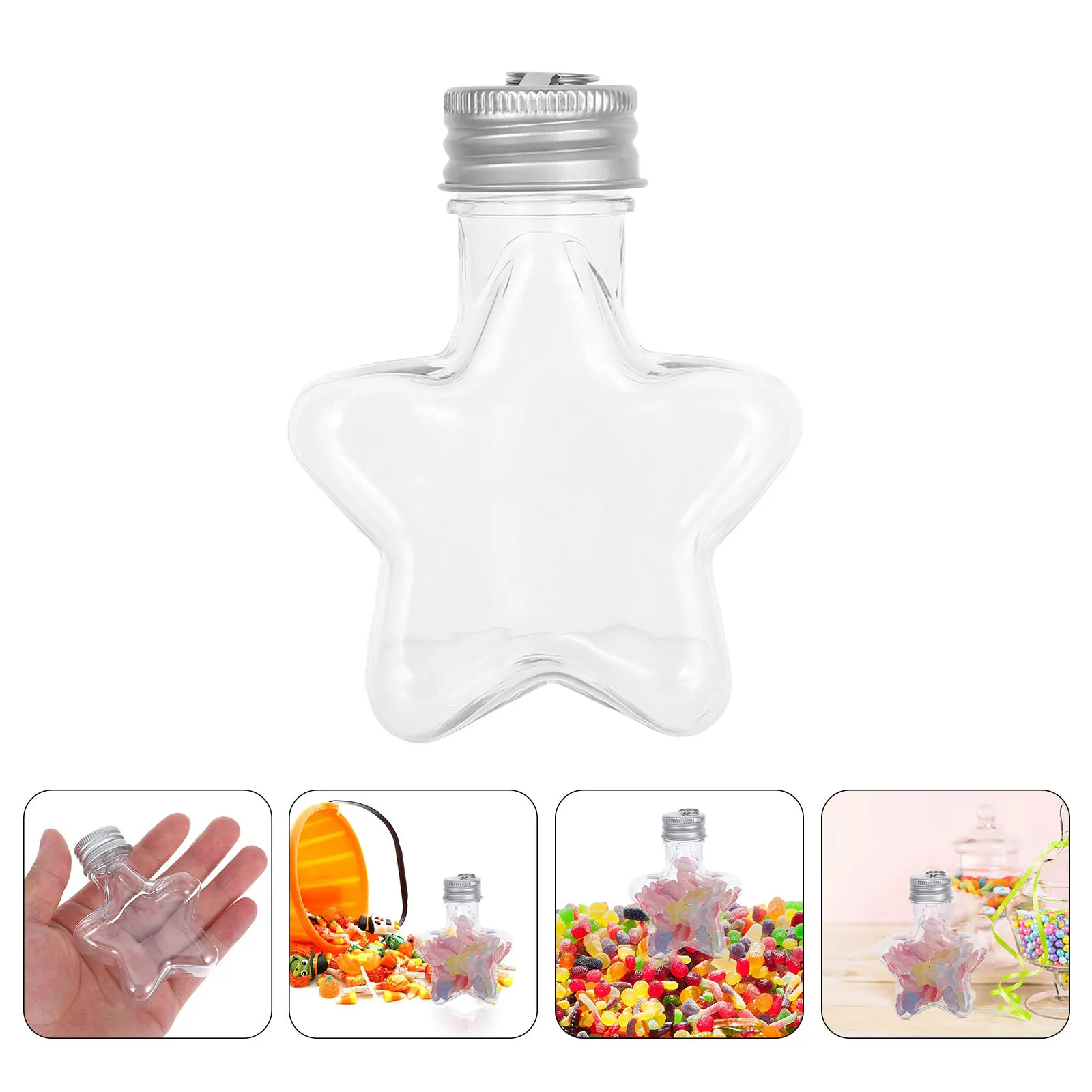 

16Pcs Christmas Star Candy Storage Jars Plastic Bottles Refillable Hanging Ornament Containers Holiday Treat Canisters Tree