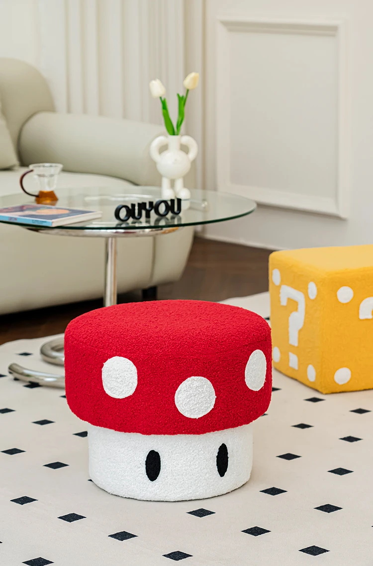 Simplicity and cuteness, small household stools, cartoon living room, kitchen, sitting blocks, creative shoe