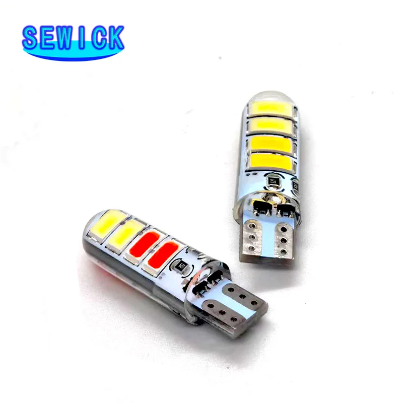 

500pcs Sale Items Two Color Flash Automobile LED Lamp T10 5630 8smd Double Color Flash Lamp T10 Silicone Lamp Bulb Clearance